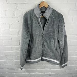 Figs Women's Long Sleeve Full Zip up Fleece Sweater 100% Polyester Gray Size M